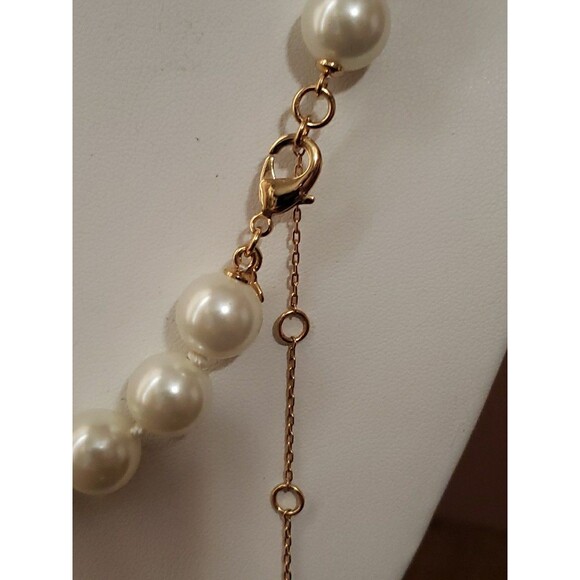 Kate Spade Faux Pearl Necklace Gold Tone Findings 18" + Extender With Bag - Picture 3 of 6